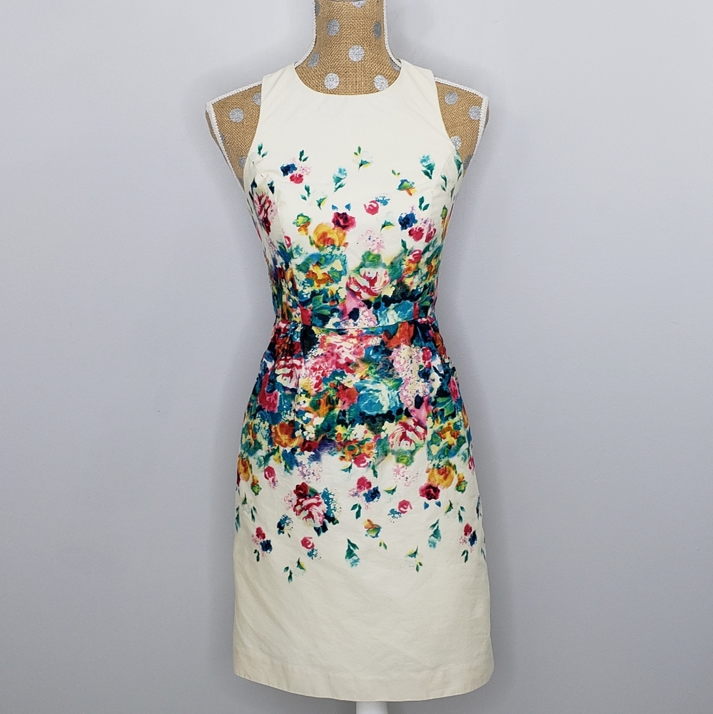 Anthropologie Maeve floral backless career dress 0